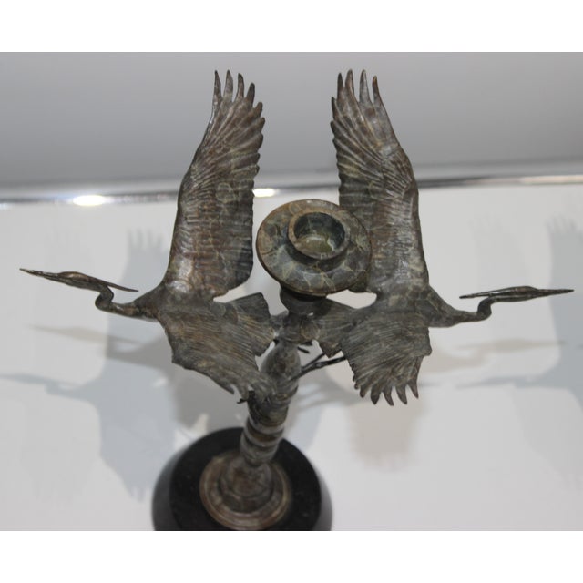 Bronze Crane Candlesticks - a Pair For Sale - Image 12 of 13