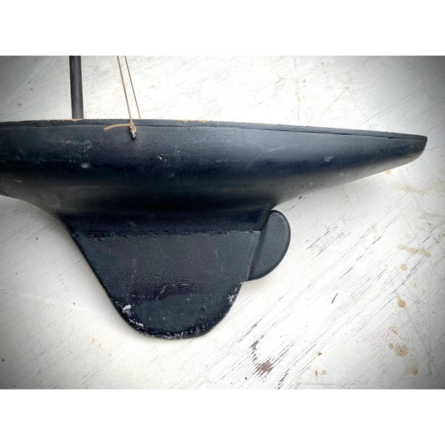 Nautical Fantastic Authentic Antique Model SailBoat Old Paint Surface Wonderful Patina Pond Boat For Sale - Image 3 of 10