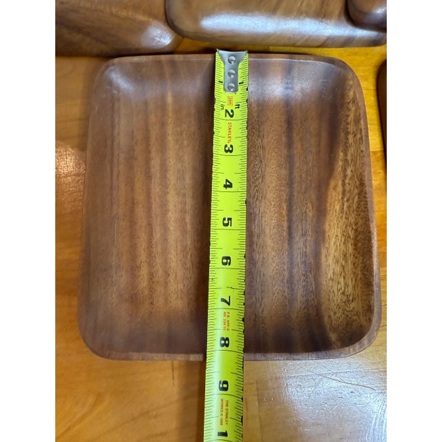 1960s Vintage Teak-Wood Appetizer Plates Set of 10 For Sale - Image 5 of 9
