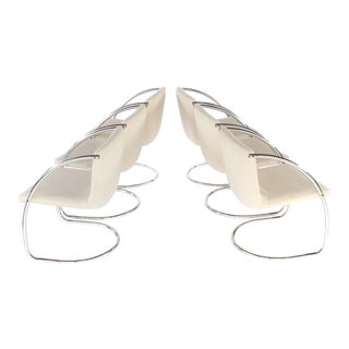 Mid-Century Modern Brayton International Chrome Cantilever Dining Chairs - Set of 6 For Sale