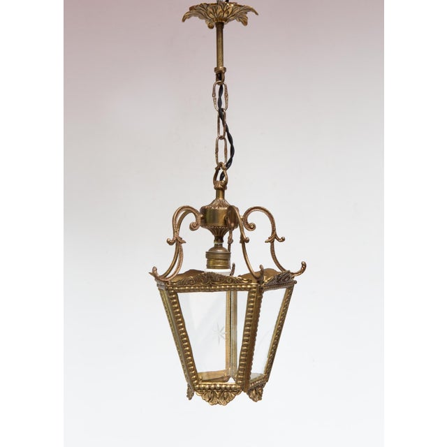 1950s Vintage Bronze and Crystal Lantern with Star, 1950s For Sale - Image 5 of 5
