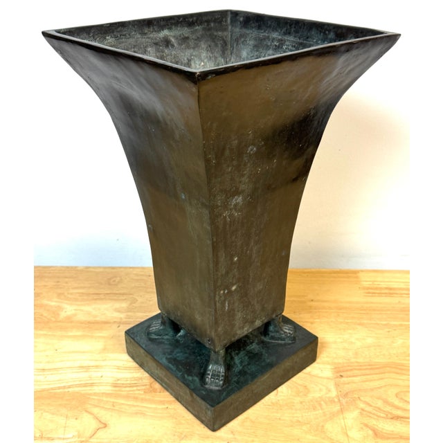 Gilbert Poillerat Monumental French Moderne Verdigris Bronze Vase , Manner of Gilbert Poillerat For Sale - Image 4 of 18