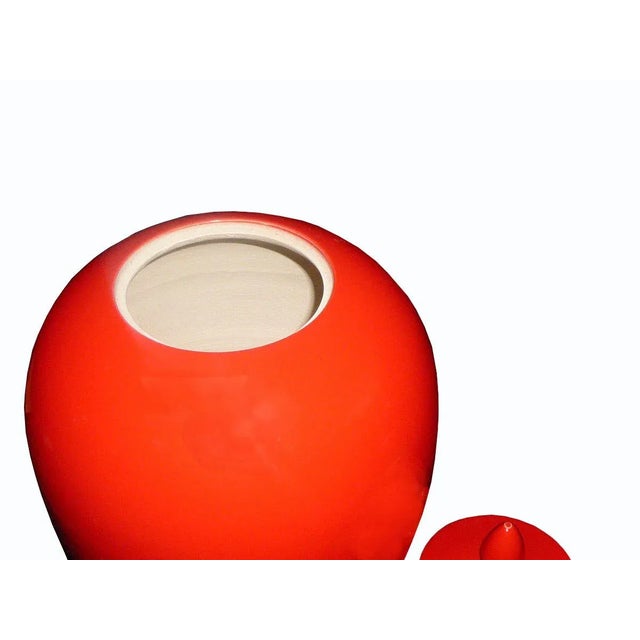 Modern Modern Handmade Plain Solid Red Glaze Porcelain Vase Jar For Sale - Image 3 of 5