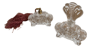Antique Baroque Clear Lead Crystal Toiletry Bottles, Set of 2