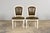 French Antique French Louis XVI Style Painted Chairs With Olive Green Leather - A Pair For Sale - Image 3 of 18