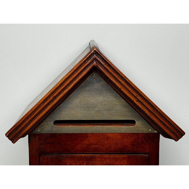 Mid 20th Century Mid-Century British Mahogany Indoor Post Mail Sentry Box Cabinet With Lock and Key For Sale - Image 5 of 18