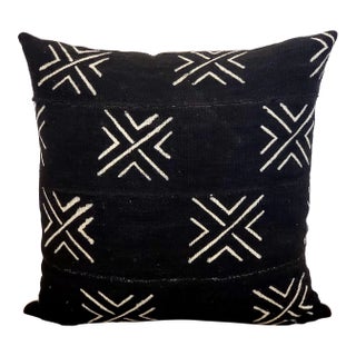 Black Mudcloth Pillow Cover For Sale