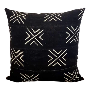 Black Mudcloth Pillow Cover