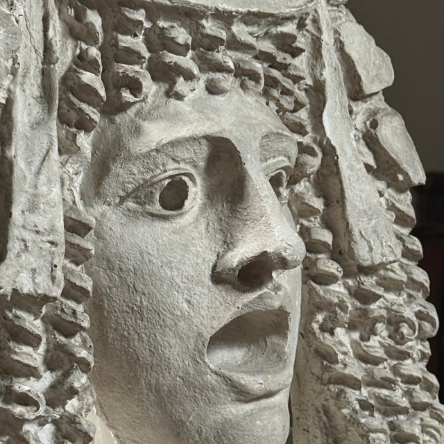 Academic Plaster Cast: Mask of Tragedy Roman Theatre Bas-Relief Wall Sculpture Dimensions: 13.5” H (34.3 cm) x 12” W (30.5...