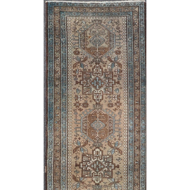 Tribal Karadjeh Vintage Runner With Multi-Medallion Design 3'1 X 11'6 For Sale - Image 3 of 14