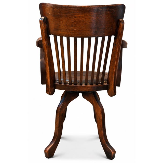 Victorian Revolving Desk Chair in Oak and Leather For Sale - Image 6 of 8