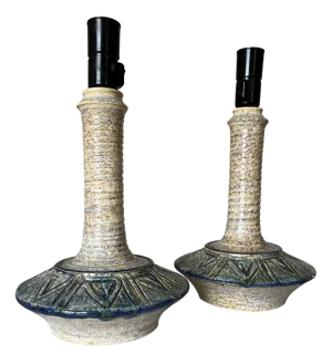 Handmade Stoneware Table Lamps by Jette Hellerøe for Axella, Denmark, 1970s, Set of 2