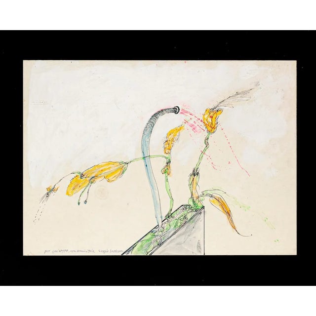 Carnivorous Plants is an original drawing in pen and watercolor artwork on cardboard applied on black passepartout,...