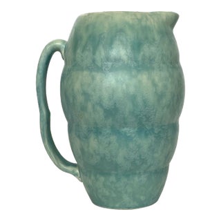 Vintage English Splatterware Blue Pitcher by Arthur Wood For Sale