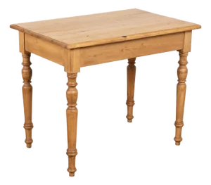 19th Century Danish Pine Side Table With Turned Legs