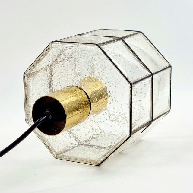 Mid-Century Modern Pendant Light in Glass and Brass from Limburg, Germany, 1960s For Sale - Image 9 of 12