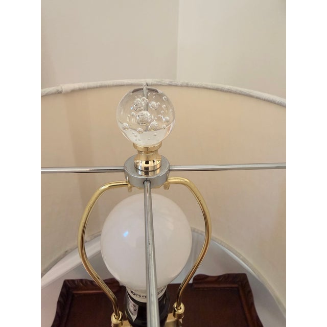 Late 20th Century Jonathan Y Glass Triple Globe Table Lamp With Linen Drum Shade For Sale - Image 10 of 10