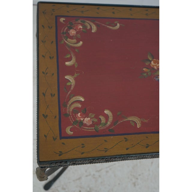 Metal Stunning Hand Painted Top Iron Base Console Table For Sale - Image 7 of 15