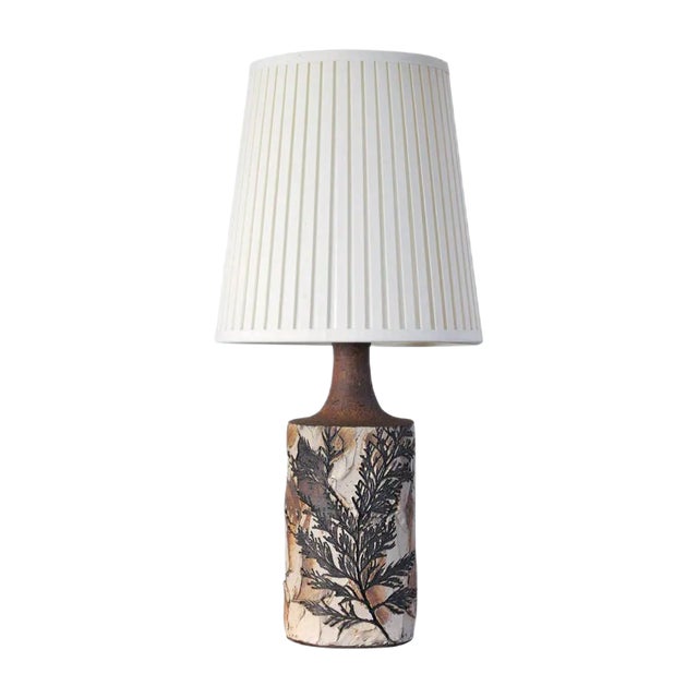 Danish Modern Table Lamp with Leaves Print from Bodil Marie Nielsen, 1960s For Sale