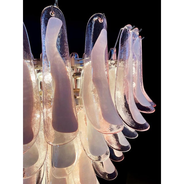 Italian Pink and White Petal Chandeliers, Murano, Set of 2 For Sale - Image 6 of 18