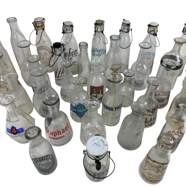 Antique French Glass Bottles of Wine, Liquor and Milk, 1890s, Set of 42 For Sale - Image 4 of 18