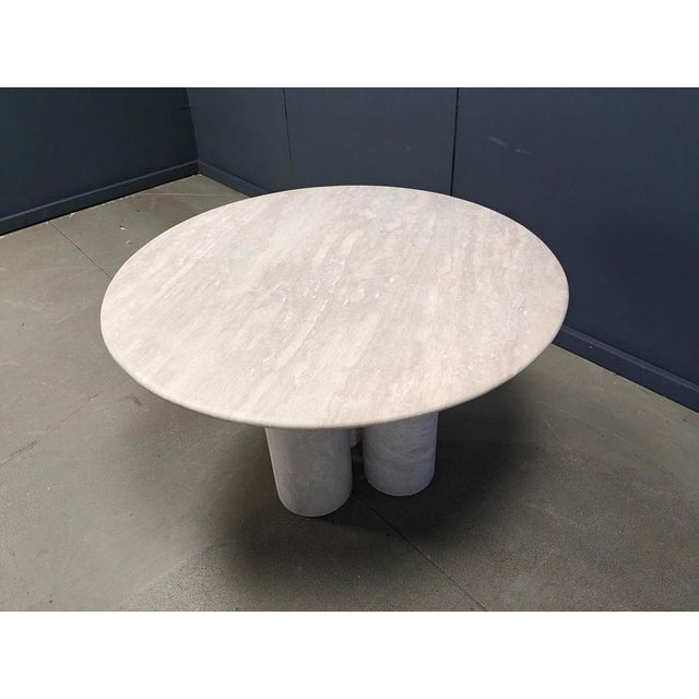 Italian Round Travertine Dining Table, 1970s For Sale - Image 6 of 14