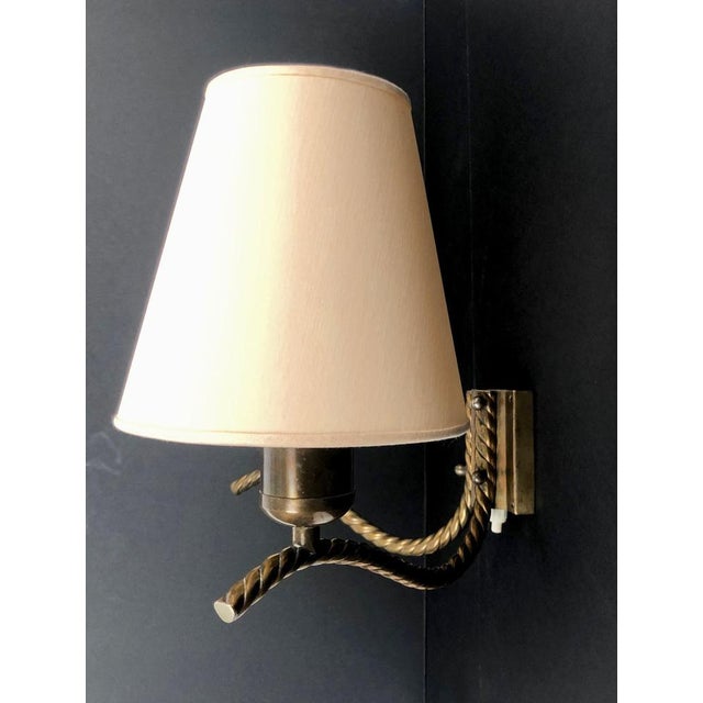 Brass Wall Lamp with Silk Shades, 1930s For Sale - Image 10 of 14