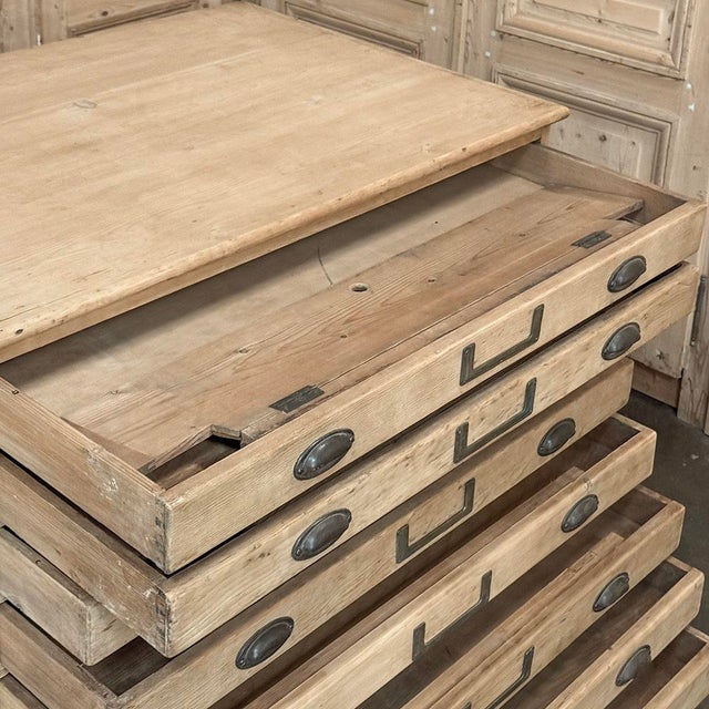 Antique French Stripped Pine Architect’s Map ~ Blueprint Cabinet For Sale - Image 13 of 17