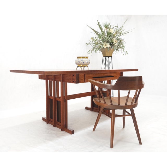Arts and Crafts Style Solid Teak Partner's Desk, Architectural Studio Made For Sale - Image 12 of 18
