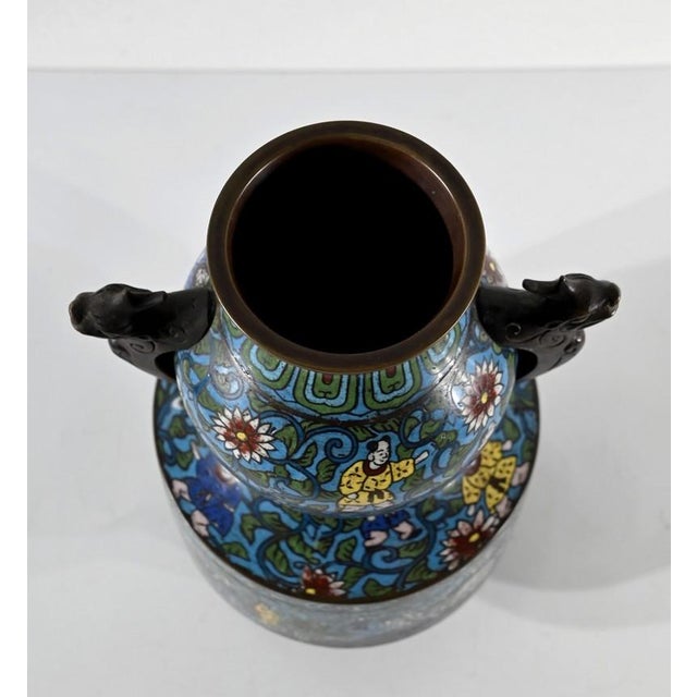 Late 19th Century Cloisonne Enamel Vases, Japan, Set of 2 For Sale - Image 15 of 18