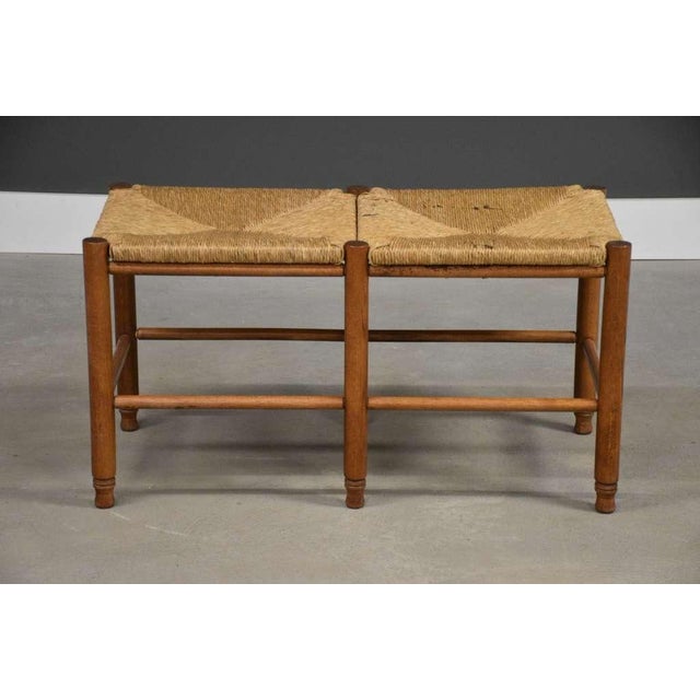 1970s Danish Oak Seagrass Bench For Sale - Image 4 of 9