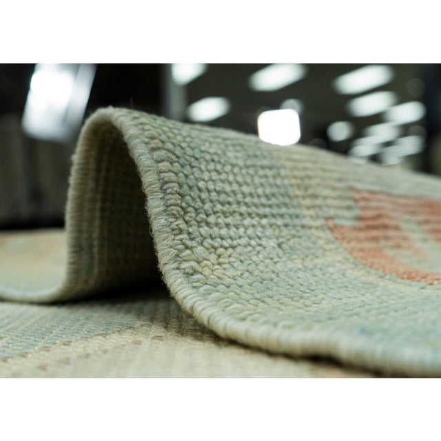 Sky Blue Turkish Oushak Rug 4'11" x 17'3" #20007 For Sale - Image 8 of 8