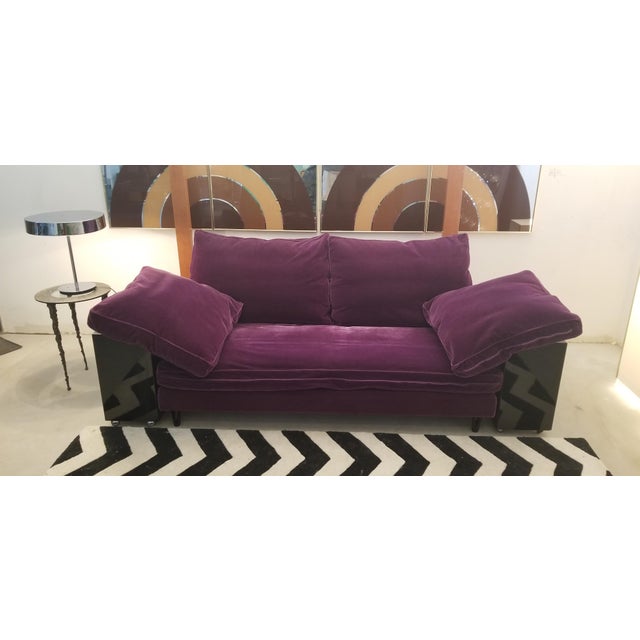 Eileen Gray Lacquer Plum Wool Mohair "Lota" Sofa Chairish