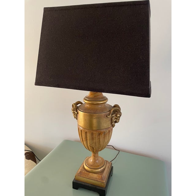 ~Monumental Original Chapman Marble Rams Head Urn Lamp~ Stunning Sierra Marble with black wood and gold trim Solid carved...