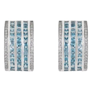 Classic Contemporary Blue Topaz Stud Earrings in Silver - A Pair For Sale