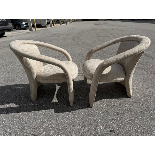 Pair of Decorator Mid Century Post Modern Armchair Lounge Chairs For Sale - Image 11 of 13