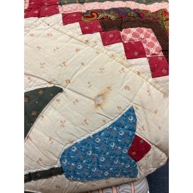 Vintage Handmade American Folk Art Quilt 88" X 94" For Sale - Image 12 of 12