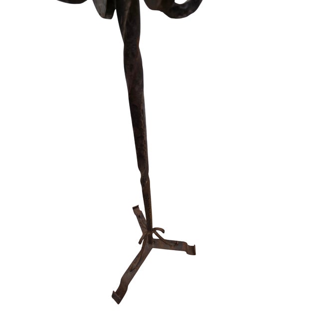 Antique Fireplace Tools Set Arts Crafts Artist Made Hand Forged Wrought Iron For Sale - Image 10 of 16