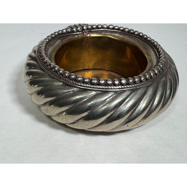 Tribal Early 20th Century Moroccan Berber Silver Anklet Converted to Brass-Lined Catchall For Sale - Image 3 of 9