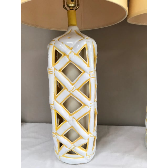 Hollywood Regency Hollywood Regency Large Faux Bamboo Table Lamps - A Pair For Sale - Image 3 of 7