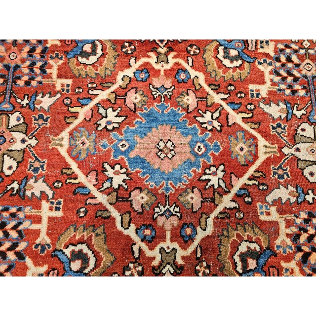 Antique Persian Mahal Sultanabad Rug, Hand-Knotted Wool, Geometric Pattern, 9x12, Red & Navy For Sale - Image 15 of 18