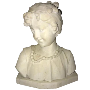 Signed 19th Century Marble Miniature Bust of a Young Girl Signed on Reverse