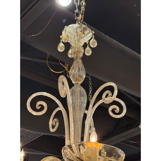 Murano Amber Glass 6-Arm Chandelier For Sale In Dallas - Image 6 of 6