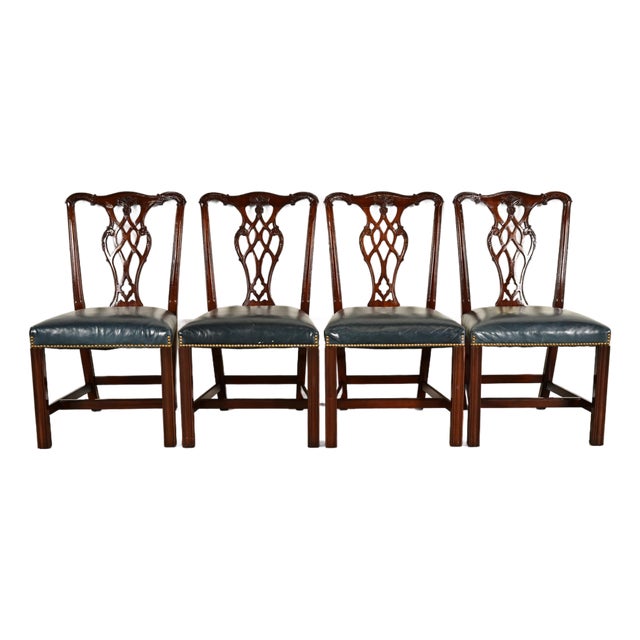 Councill Craftsmen Georgian Carved Mahogany Dining Chairs, Set of Four For Sale