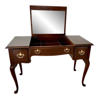 Vintage Drexel Cherry Collection Vanity Dressing Table With Mirror Excellent Condition For Sale