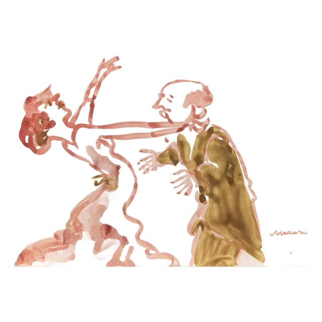 Mino Maccari, The Wild Dance, Drawing on Paper, 1950s For Sale