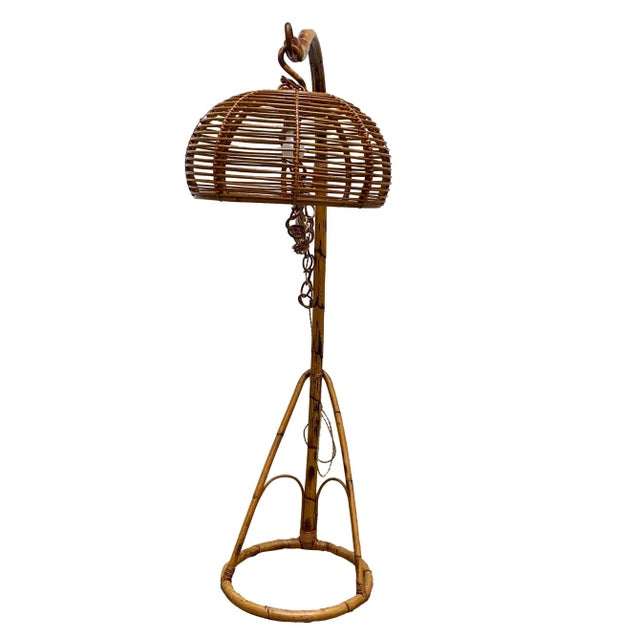 Italian Bamboo and Rattan Floor Lamp, 1960s For Sale - Image 3 of 6