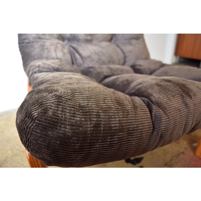 1970s Vintage Brutalist Corduroy Lounge Chair, 1970s For Sale - Image 5 of 10