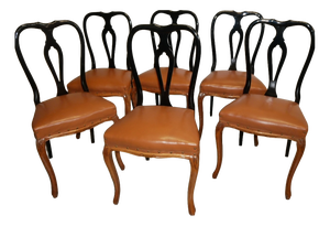 Vintage Italian Chippendale Style Chairs, 1940s, Set of 6