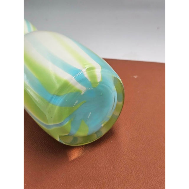 Glass Green, Blue and White Murano Glass Vase, 1970s For Sale - Image 7 of 8